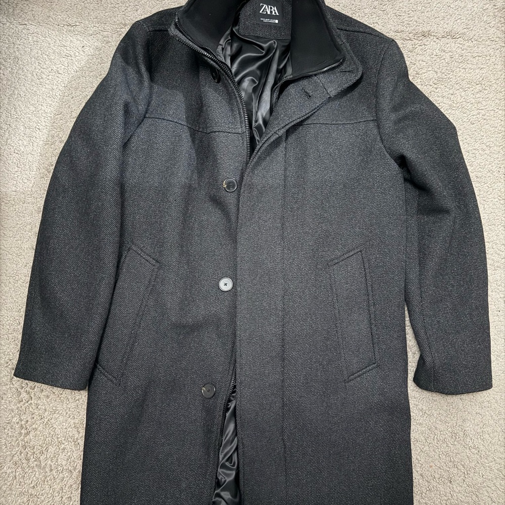 Zara Men's Charcoal Trench Coat